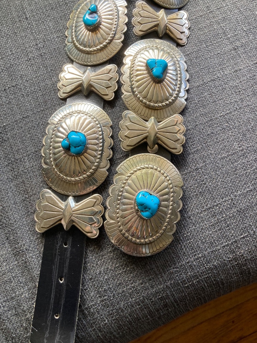 Concho Belt Navajo Nickel Silver and Turquoise - Picture 4 of 5